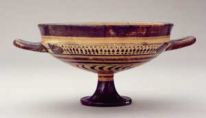 Laconian Kylix Cup Depicting Zeus and Hermes, c.550-530 BC